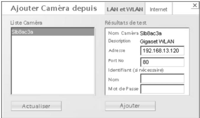 SIEMENS GIGASET WLAN CAMERA - Ajout de caméras à la liste Caméras - 1