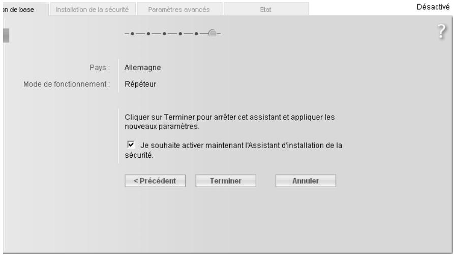 SIEMENS GIGASET WLAN REPEATER 108 - La page de fin de la configuration de base apparaît. - 1