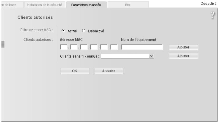 SIEMENS GIGASET WLAN REPEATER 108 - → Dans le menu Réseau sans fil, cliquez sur l'option Clients autorisés. - 1