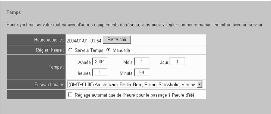 SIEMENS GIGASET SE515 DSL - Paramétrer l'heure et le fuseau horaire - 1