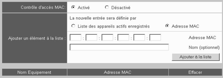 SIEMENS GIGASET SE515 DSL - Contrôle d'accès MAC - 1