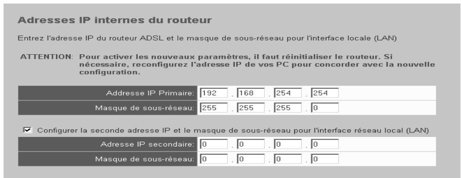 SIEMENS GIGASET SE515 DSL - Définir l'adresse IP privée du routeur - 1