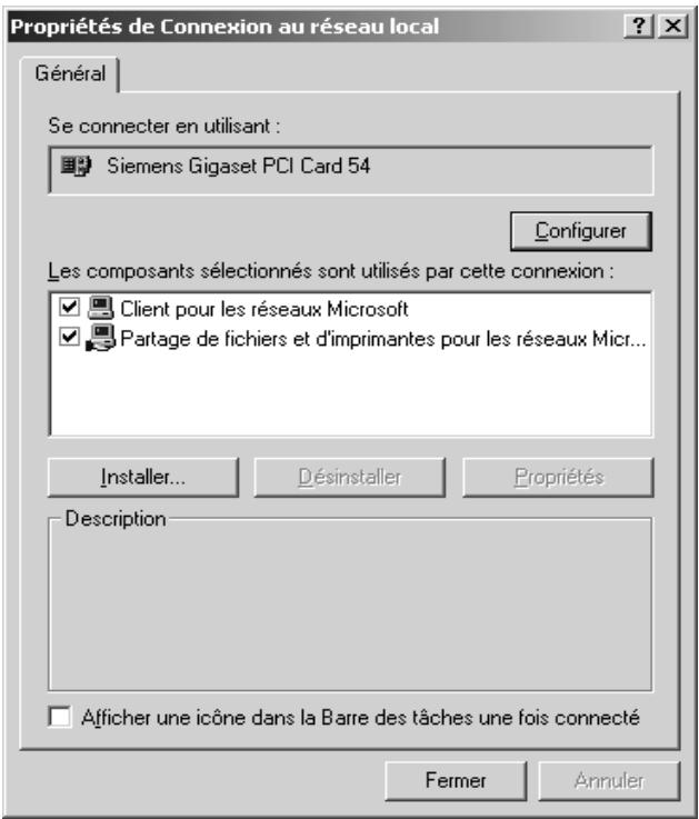 SIEMENS GIGASET SE515 DSL - Installation du protocole tcp/ip - 2