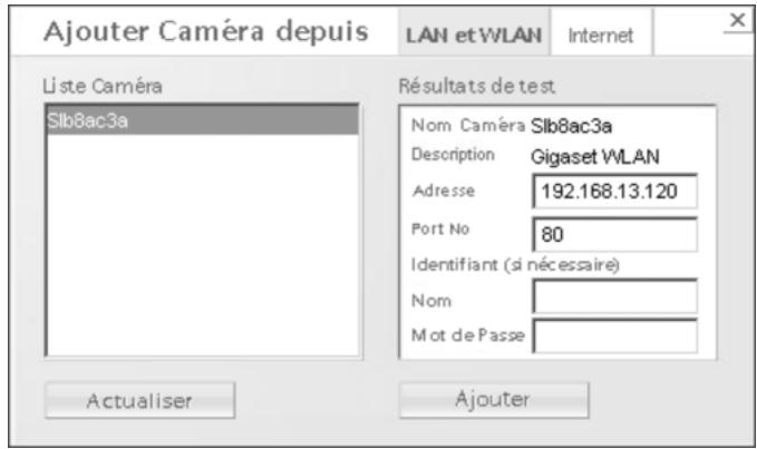 SIEMENS GIGASET WLAN CAMERA - Ajout de caméras à la liste caméras - 1
