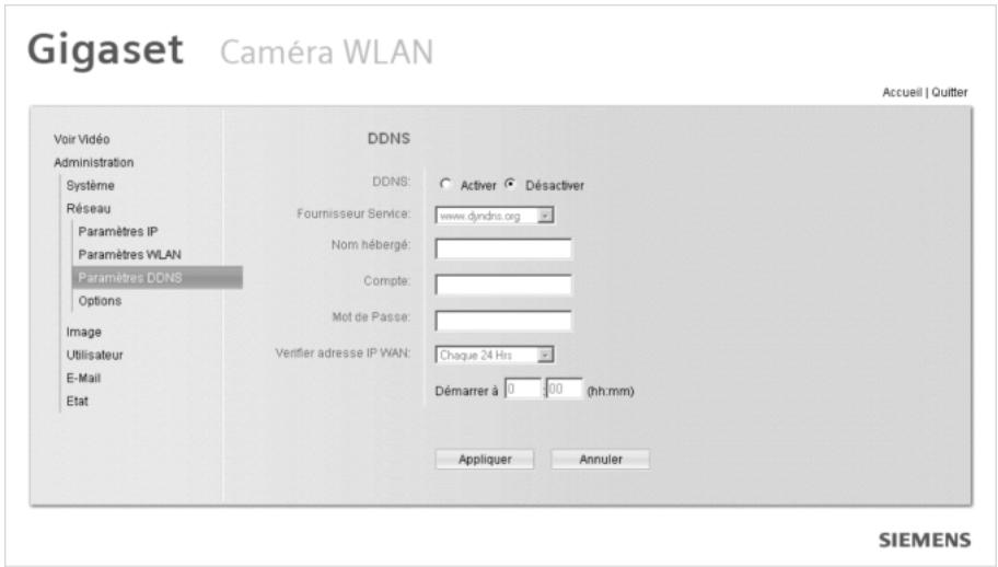 SIEMENS GIGASET WLAN CAMERA - Paramètres DDNS - 1