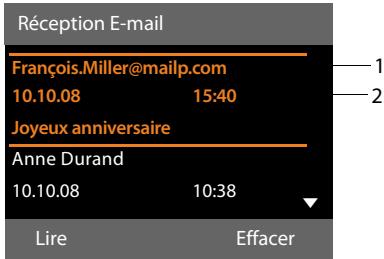 SIEMENS GIGASET DX800A - Ouverture de la liste de réception - 1