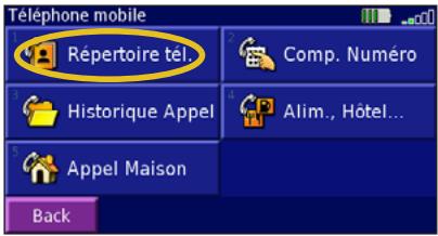 GARMIN BMW MOTORRAD NAVIGATOR III PLUS - Touchez téléphone > répertoire téléphonique. - 1