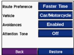 GARMIN BMW MOTORRAD ZUMO - Modification des paramètres de navigation - 2