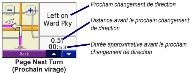 GARMIN MINI PORTABLE NAVIGATION DEVICE - Présentation de la page next turn (prochain virage) - 1