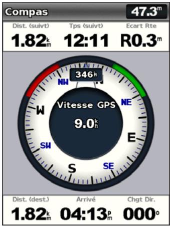 GARMIN GPSMAP 521/521S - Affichage d'un compas - 1