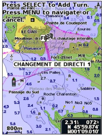 GARMIN GPSMAP 521/521S - Pour créer une route depuis votre position actuelle : - 1