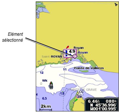 GARMIN GPSMAP 521/521S - Pour accéder à des informations supplémentaires sur les objets : - 1