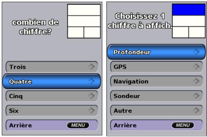 GARMIN GPSMAP 521/521S - Pour personnaliser l'écran chiffres : - 1
