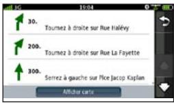 GARMIN NUVIFONE G60 - Affichage de la liste des changements de direction - 1