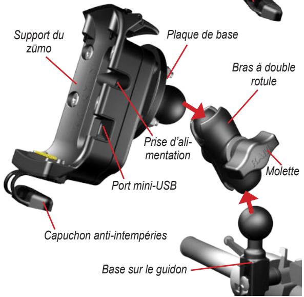 GARMIN ZUMO 550 - : Fixation de la plaque de base sur le support du zūmo - 2