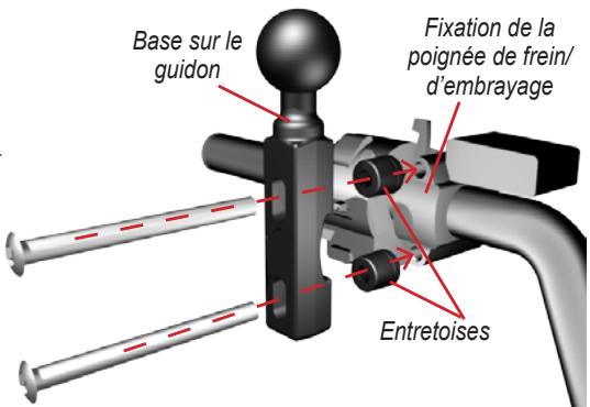 GARMIN ZUMO 550 - B) Pour installer la base sur la fixation de la poignée de frein/d'embrayage : - 3
