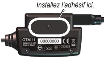 GARMIN GTM 11 - Pour monter le récepteur GTM 11 à l'aide de l'adhésif permanent : - 2