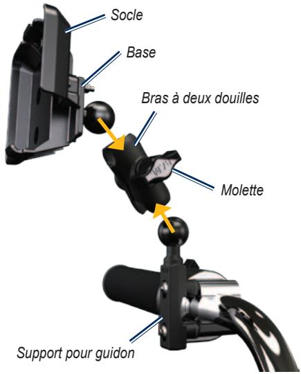 GARMIN ZUMO 220 - Fixation de la base au support pour guidon - 1