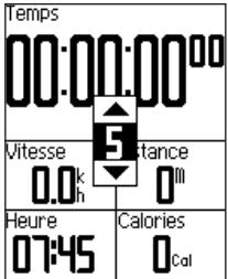 Temps 00:00:00° Vitesse Distance 0.0k Heure Calories 07:45 Col