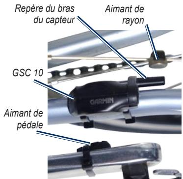 Repère du bras du capteur Aimant de rayon GSC 10 Aimant de pédale GARMIN
