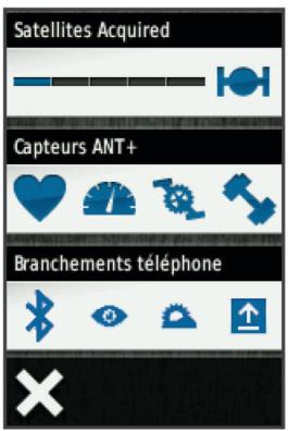 GARMIN EDGE 510 - Affichage de la page des connexions - 1