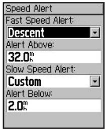 GARMIN VHF 300I - To set a speed alert: - 1