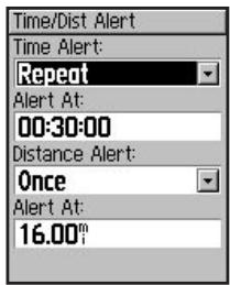 GARMIN VHF 300I AIS - To set a time or distance alert: - 2