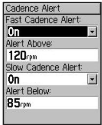 GARMIN VHF 300I AIS - To set a cadence alert: - 1