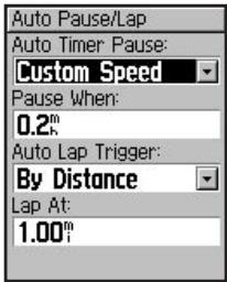 GARMIN VHF 300I AIS - To set Auto Pause/Lap: - 1