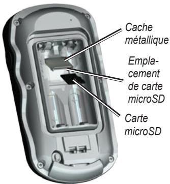 GARMIN services OREGON 550 - Pour installer ou retirer une carte microSD : - 1