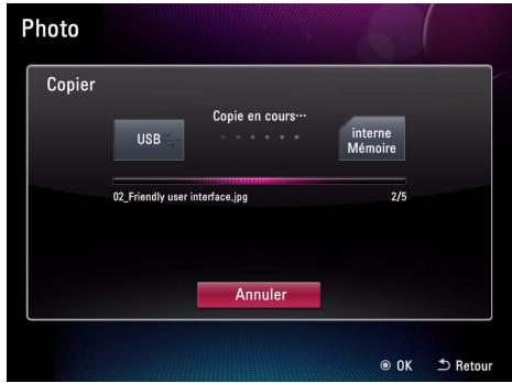 Photo Copier USB Copie en cours... interne Mémoire 02_Friendly user interface.jpg 2/5 Annuler © OK Retour