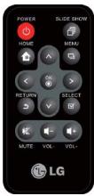 POWER SLICE SHOW HOME MENU OK > RETURN SELECT MUTE VOL-VOL- LG
