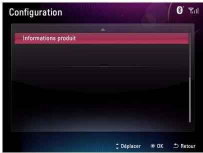 Configuration Informations produit Déplacer OK Retour
