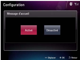 Configuration Message d'accueil Activé Désactivé