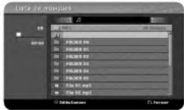 LG RC388 - Options du menu Liste Audio - 2