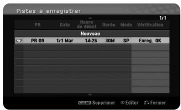 Pistes à enregistrer 1/1 PR Date Hour de début Durée Mode Vérification Nouveau PR 09 1/1 Mar 14:26 30M SP Fareg OK EUA Supprimer E Reader F Farmer