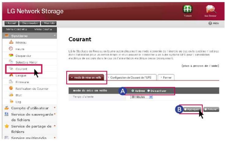 LG NAS N1A1 - Paramétrage de la fonction hibernation - 1