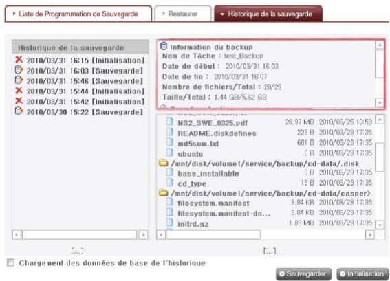 LG NAS N1A1 - Information du backup - 1