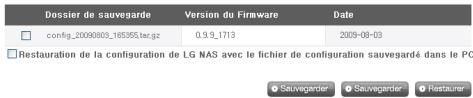 LG NAS N2R1 - Sauvegarde de configuration - 1