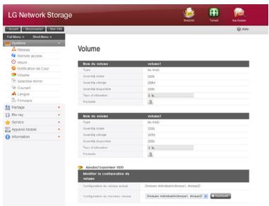LG NAS N2R1 - Configuration d'un volume - 1
