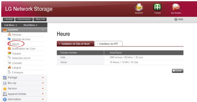 LG NAS N2R1 - Date et heures - 1