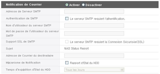 LG NAS N2R1 - Paramétrage du service notification de courrier - 2