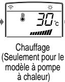 30°C Chauffage (Seulement pour le modèle à pompe à chaleur)