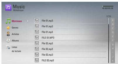 LG HR935D, HR939D - Utilisation de la bibliothèque musicale - 2