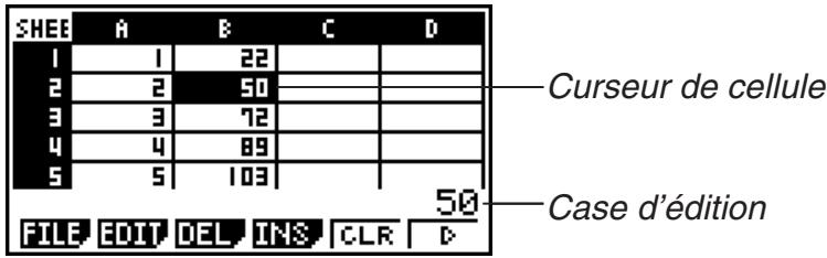 CASIO GRAPH 75+ E - Déplacement du curseur de cellule - 1