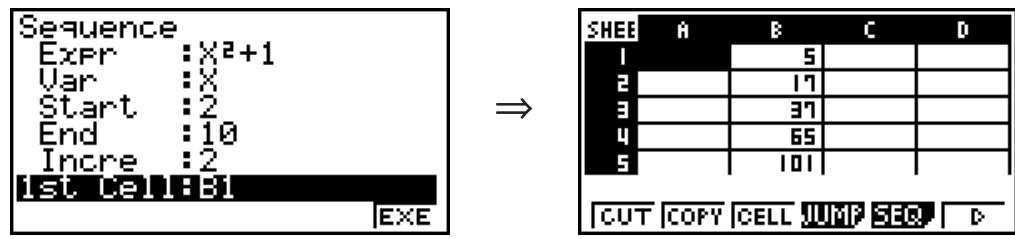CASIO GRAPH 75+ E - Saisie automatique d'une suite numérique à partir d'une expression de fonction - 2