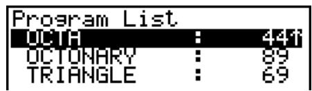 CASIO GRAPH 75+ E - Exemple faire une recherche par initiales pour rappeler le programme nommé OCTA - 2
