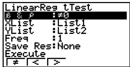 CASIO GRAPH 75+ E - - Test t à régression linéaire - 1