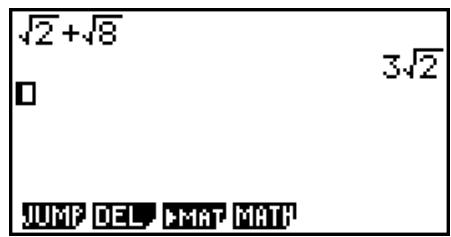CASIO GRAPH 75+ E - Affichage des résultats des calculs comme nombres irrationnels - 2