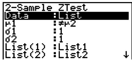 CASIO GRAPH 75+ E - - Test z à 2 échantillons - 1